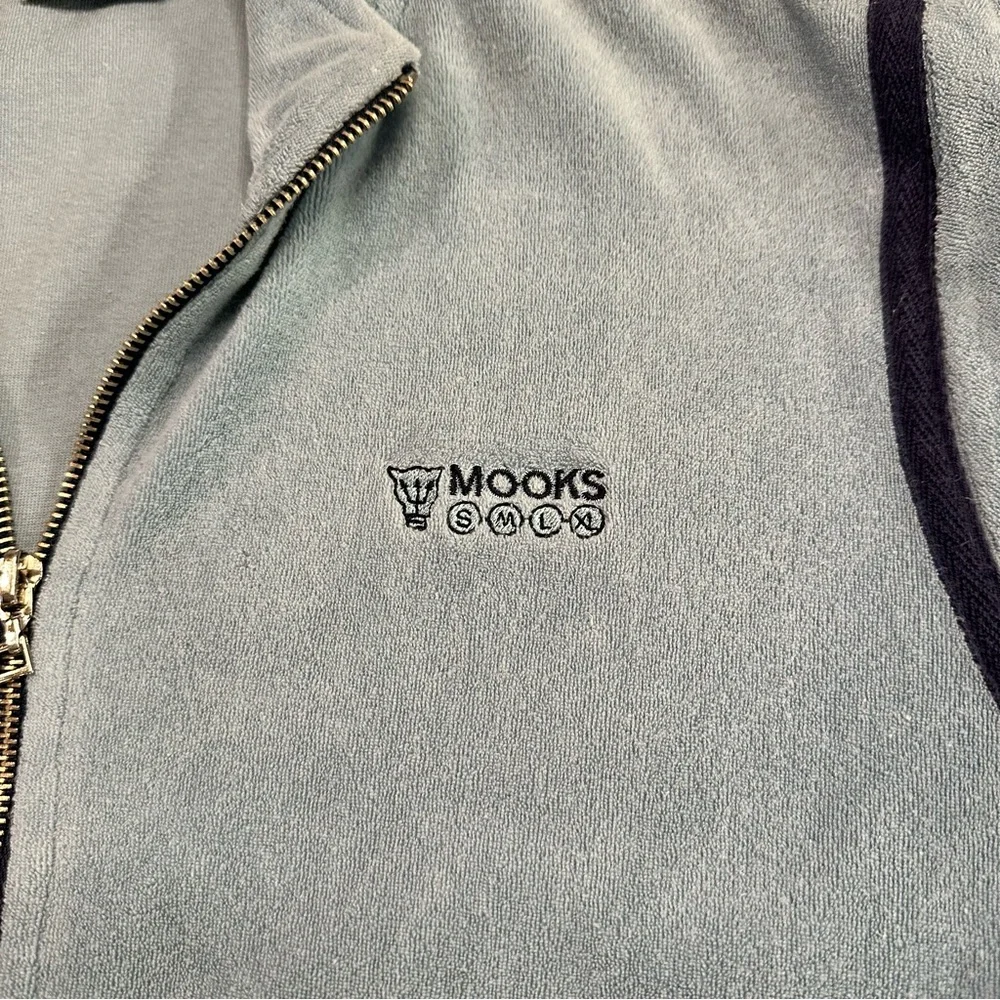 Mooks Blue Fleece Track Jacket Y2K 2000 Vintage Sporty Athletic Street Style